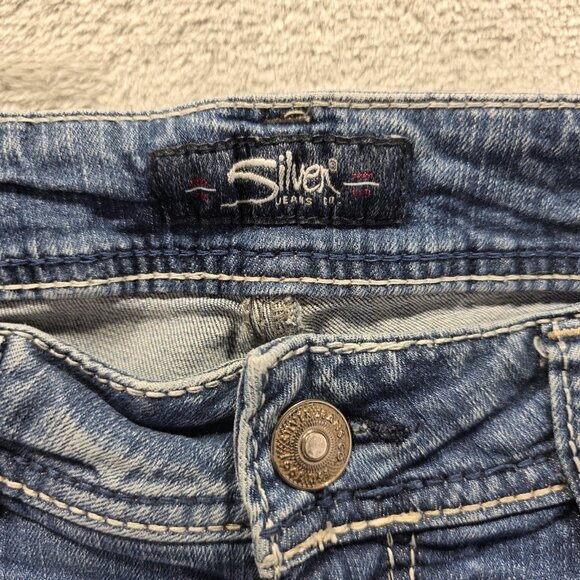 Silver Jeans Co Jeans Womens 32x27 Blue Suki Ankle Slim Stretch Distressed Curvy - Picture 5 of 11